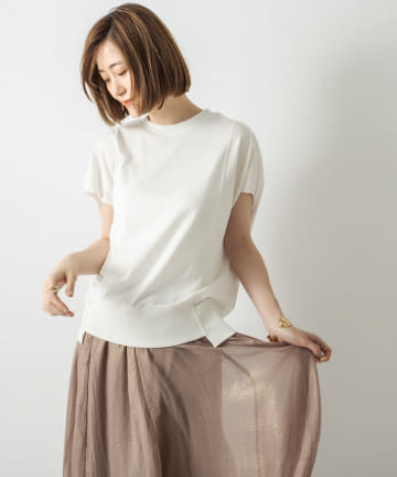 【切りっぱなしの風合いが魅力】度詰め天竺切替カットソー
