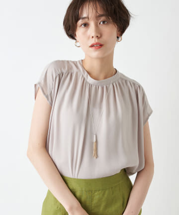 【上品な女性らしさ】撥水カルゼ2wayフレンチブラウス