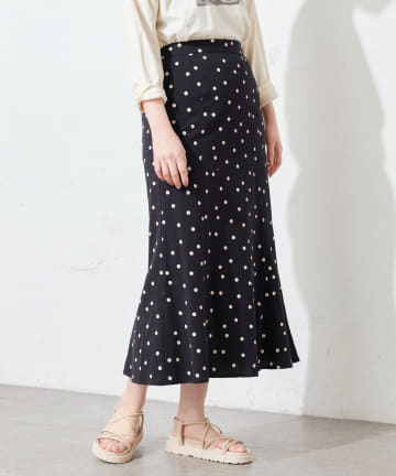 natural couture(ナチュラルクチュール) 麻調ドットマーメイドスカート