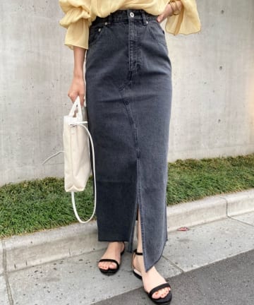 カットオフデニムタイトマキシスカート