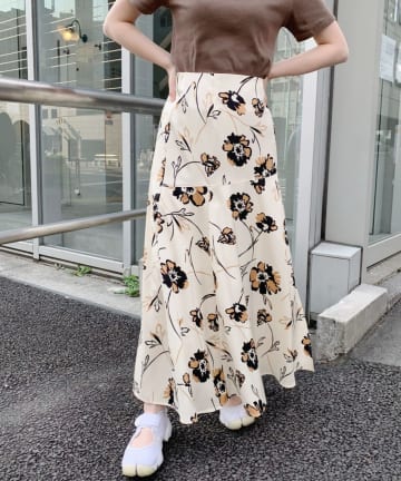 プリント切替マーメイドロングスカート
