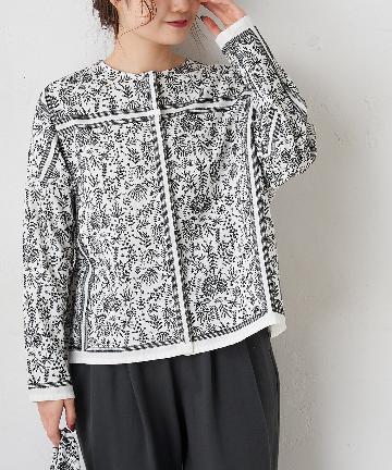 ボタニカルパネル刺繍ブラウス