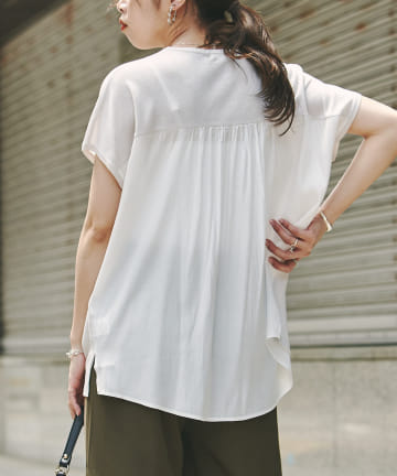 Chez toi(シェトワ) 【接触冷感素材】機能素材BACK布帛半袖プルオーバー