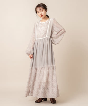 [mline] WEB限定 花柄切替ワンピース