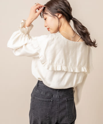 [mline] WEB限定 衿フリルブラウス