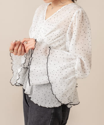 [mline] WEB限定 ドビードットシフォンブラウス