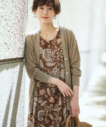 【シアー素材が女性らしい】シアーニットルーズカーディガン