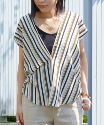ストライプバイヤスブラウス