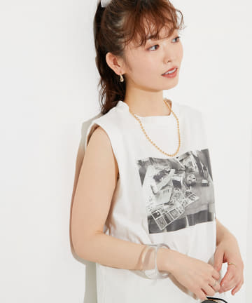 prose verse(プロズヴェール) モノクロフォトノースリーブプルオーバー