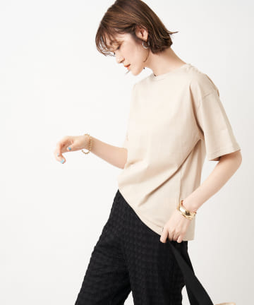 【ベーシックなデザイン】クルーネック5分袖Tシャツ