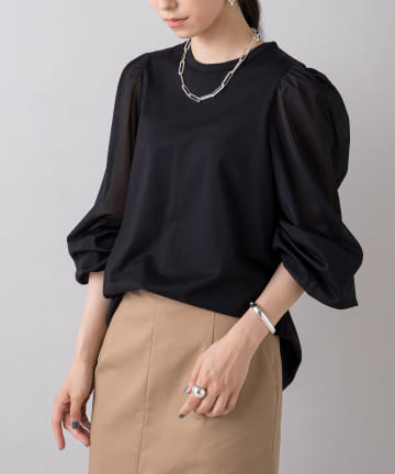 【予約追加！】袖シアーカットソー