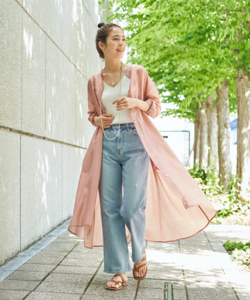 【手洗い可】シアーテンセルシャツワンピース