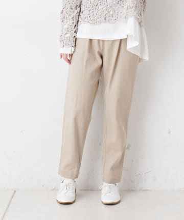 綿麻カツラギストレッチテーパードパンツ