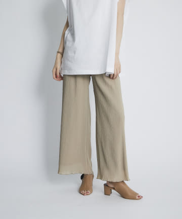 【リラクシーな履き心地】ヘリンボーンギャザーパンツ