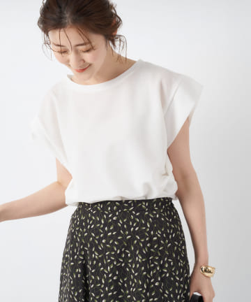 【トレンドのデザインスリーブ】麻タッチフレンチカットソー