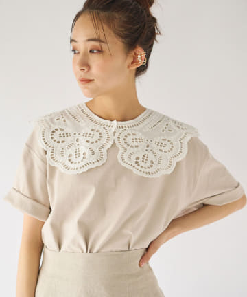 【洗える・Liyoca(リヨカ)】付け襟Tシャツ