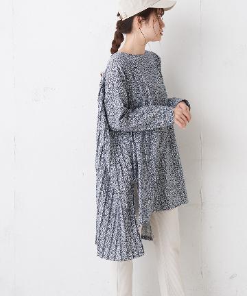 花柄プリント後ろプリーツチュニック