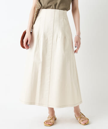 un dix cors(アンディコール) 【女性らしいハイウエストデザイン】カツラギストレッチAラインスカート