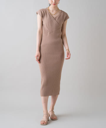 アシメリブフレンチワンピース