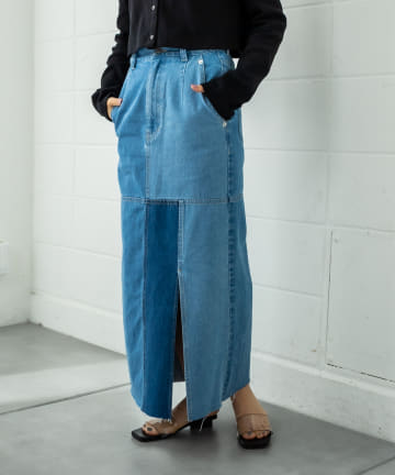 パッチワークデニムスカート