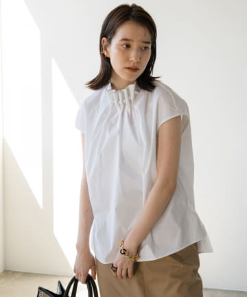 【WEB限定】パールネックハーフブラウス