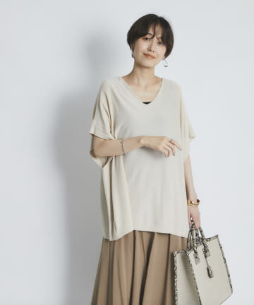 un dix cors(アンディコール) 【おしゃれ見えする体型カバーニット】クールタッチビッグシルエットニット