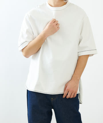 10/OE配色ステッチ前後差半袖Tシャツ(ユニセックス可)