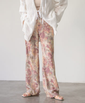 SET UP Flower Print Shear Pants