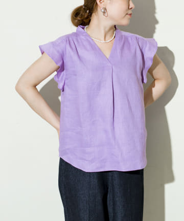 prose verse(プロズヴェール) フレンチリネンひらひら袖ブラウス