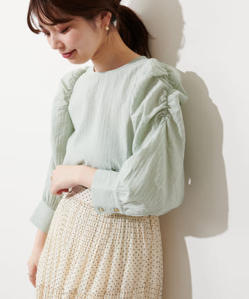 natural couture(ナチュラルクチュール) 【WEB限定カラー有り】春めきパワショルブラウス
