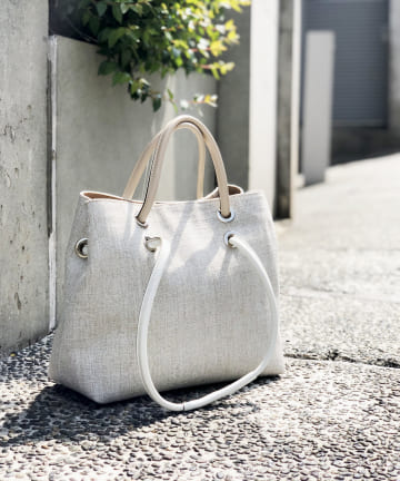 【PAOLA NUTTI(パオラヌッティ)】リネン×レザートートバッグ