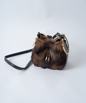 【VIOLAd'ORO/ヴィオラドーロ】フィッチファーコンビ巾着バッグ