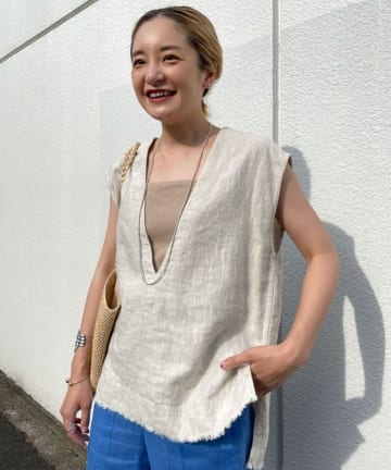 リネンVネックベスト