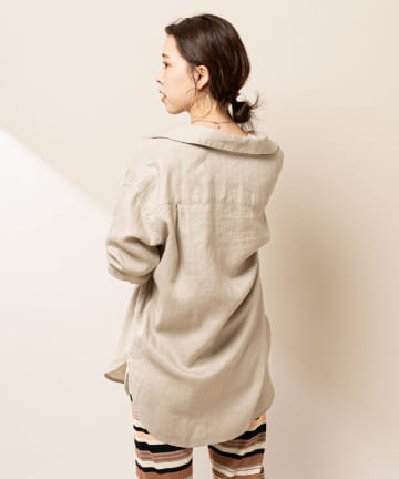 2WAYリネンカシュクールオーバーシャツ
