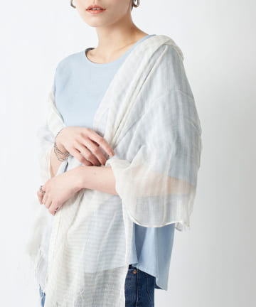 【冷房対策にもおすすめ】ストライプ柄ストール