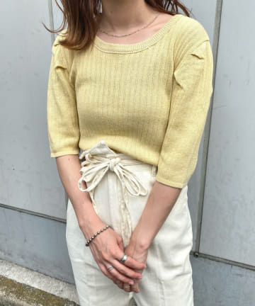 シアーリブメランジニットTee