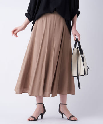 【女性らしいライン】麻レーヨン8枚ハギフレアスカート