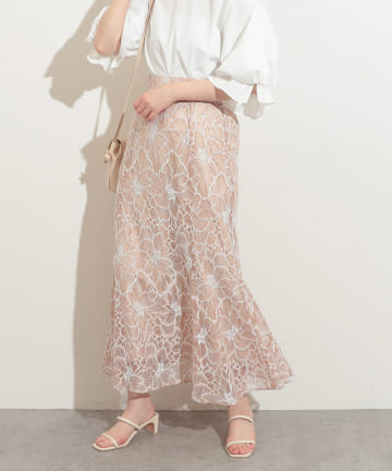 natural couture(ナチュラルクチュール) 【着用動画あり】大花レースレディスカート