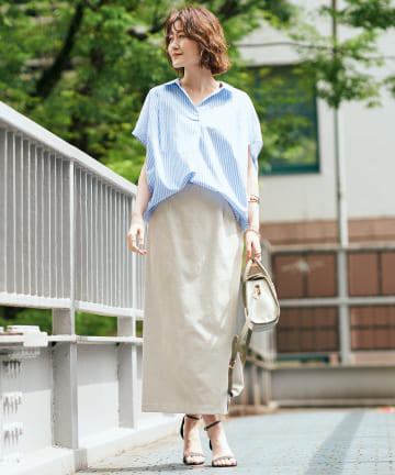 【上品な大人コーデに仕上がる】ドライオックスナロースカート