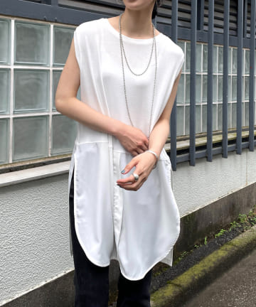 【odore/オドル】フハク切替シャツテールタンクプルオーバー