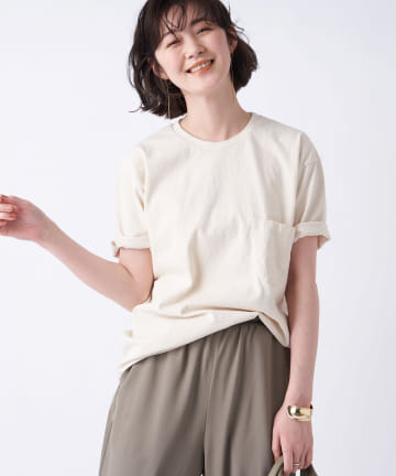 【MIXTA(ミクスタ)】ポケット付クルーネックTシャツ