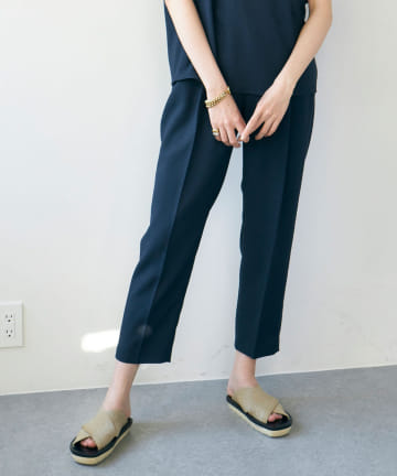 リネンライクストレッチテーパードパンツ
