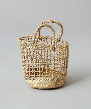 格子透かしカゴ丸底バッグ