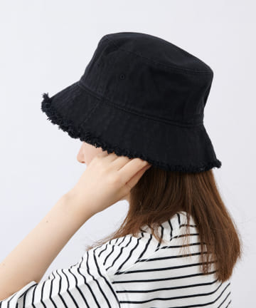 ステッチ入りフリンジバケットハット