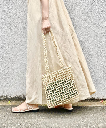 ウッドビーズスクエアトートBAG