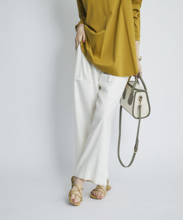 【さらりとした着心地】リネンレーヨンイージーワイドパンツ