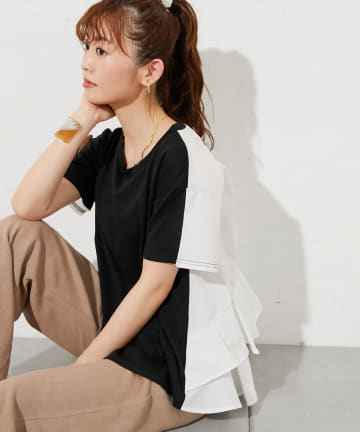 prose verse(プロズヴェール) バックフリル切り替えTシャツ