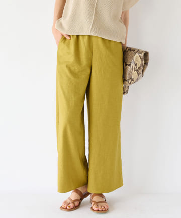 【手洗い可】リネンライクドロストワイドパンツ