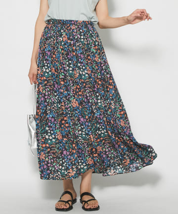 【手洗い可】フラワーギャザープリントスカート