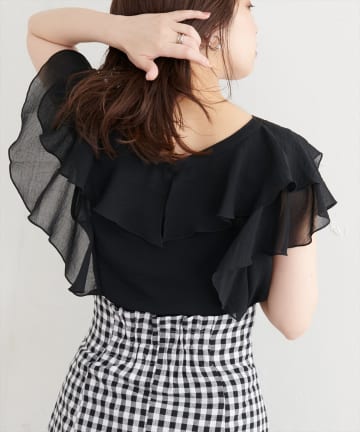 natural couture(ナチュラルクチュール) ふんわりラッフルデザインブラウス